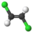 Ball-and-stick model of trans-1,2-dichloroethene