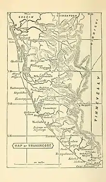 Map of Travancore in 1871.