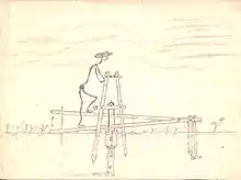 A sketch of a treadle pump .