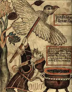 Another depiction of Þjazi as an eagle, carrying away Loki.