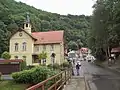 The high street in Treseburg with its church