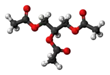 Ball-and-stick model of the triacetin molecule