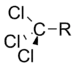 A trichloromethyl group bonded to R.