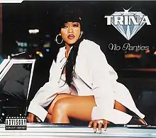 The single's cover, with a photo of a seated Trina