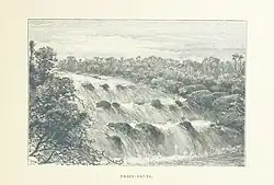 Drawing of the Trois Sauts waterfalls (1893)