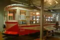 Trolley car 506 on display inside the museum