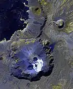 Satellite image of Trou au Natron via Advanced Spaceborne Thermal Emission and Reflection Radiometer (ASTER)