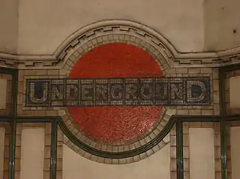 Image 21Early style tube roundel in mosaic at Maida Vale Underground station.