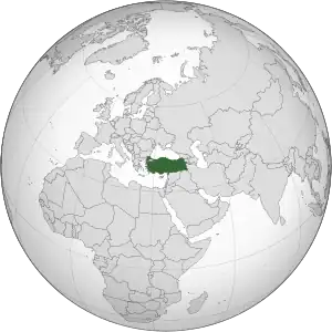 Location of Turkey on the map of Asia