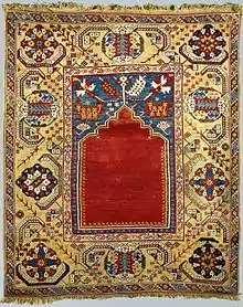 18th-century Turkish prayer rug, Southwestern Turkey (Milas region); National Museum, Warsaw