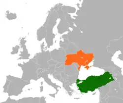 Map indicating locations of Turkey and Ukraine