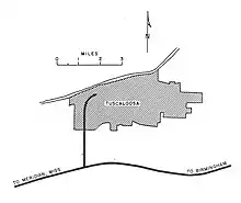 A map illustrating the conceptual north-south route of I-359 from I-59 into the city of Tuscaloosa.