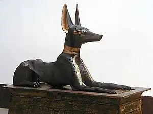 Statue of Anubis, guardian of the underworld, from the tomb of Tutankhamun.