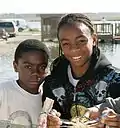 Young African American boy with skull-jacket