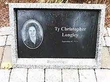 Memorial plaque of Longley located in the Station Fire Memorial Park in West Warwick, Rhode Island