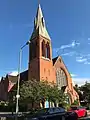 United Reformed Church on Freelands Road, built 1936 on the site of a former Presbyterian church which was struck by lightning and destroyed