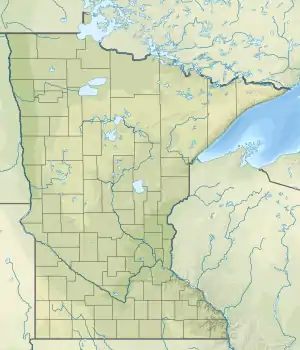 Location of Fish Lake Reservoir in Minnesota, USA.