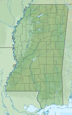 Location of Aberdeen Lake in Mississippi, USA.