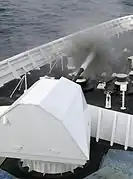 Test firing of the MK110 57mm gun aboard USCGC Bertholf.