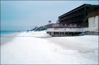 Seawall protecting homes from storm waves and beach erosion. Northwestern Panhandle of Florida