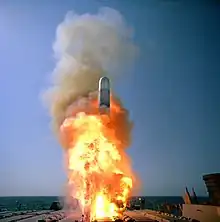 Launch of a Tactical Tomahawk cruise missile from USS Stethem