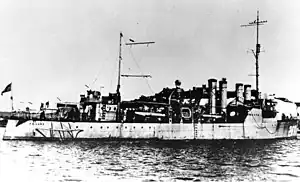 USS Ballard destroyer converted to seaplane tender station at Fiji