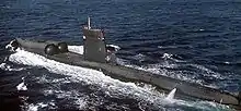 A submarine at sea