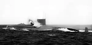 USS Halibut launches a Regulus missile – the limitations of the use of Regulus led to the development of the use of ballistic missiles from submarines.