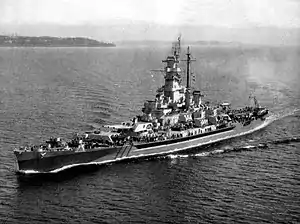 USS Massachusetts (BB-59) underway off the coast of Point Wilson, 1944