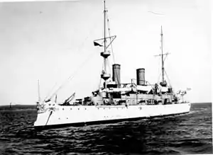 USS_Olympia;Port Bow, 10 February 1902.