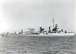 USS Pringle (DD-477) December 1942, 5-inch (127 mm) guns trained to port.