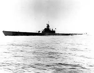 USS Sculpin (SS-191) off San Francisco, California, on 1 May 1943, following an overhaul.