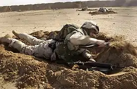 US Navy Seabees near completed fighting position, 2003.