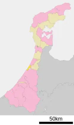 Location of Uchinada in Ishikawa Prefecture