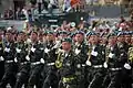 VDV troops in a military parade in 2014, when they still wore sky-blue berets and telnyashka shirts like their Russian counterparts