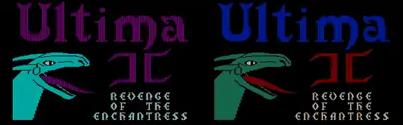 Ultima II - Left: with RGB monitor; right: with composite monitor