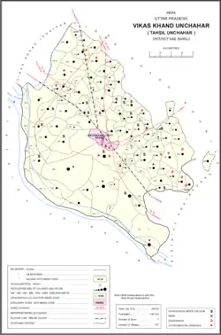 Map showing Chandrai (#205) in Unchahar CD block