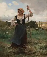 Une juene moisenneuse (Young Girl Harvester in the Field)