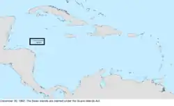 Map of the change to the United States in the Caribbean Sea on December 30, 1862