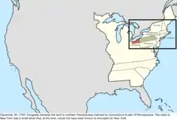 Map of the change to the United States in central North America on December 30, 1782