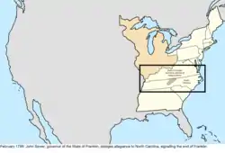 Map of the change to the United States in central North America in February 1789