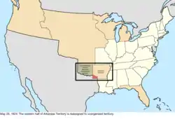 Map of the change to the United States in central North America on May 26, 1824