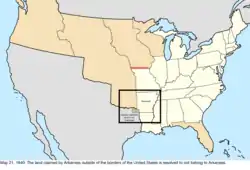 Map of the change to the United States in central North America on May 21, 1840