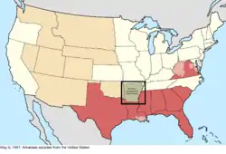 Map of the change to the United States in central North America on May 6, 1861