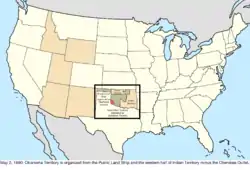 Map of the change to the United States in central North America on May 2, 1890