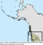 Map of the change to the United States in northwest North America on July 5, 1843