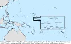 Map of the change to the United States in the Pacific Ocean on February 8, 1860