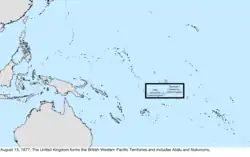 Map of the change to the United States in the Pacific Ocean on August 13, 1877