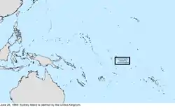 Map of the change to the United States in the Pacific Ocean on June 26, 1889