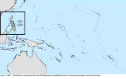 Map of the change to the United States in the Pacific Ocean on July 4, 1901